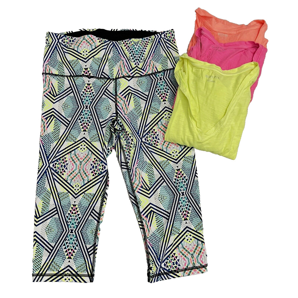 Victorias Secret Sport Crop Leggings Womens Large Barbiecore Neon Y2K Tee Top